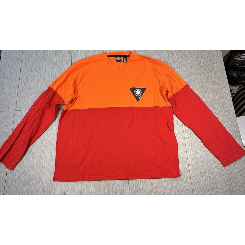 DKNY Jeans Shirt Mens XL Long Sleeve Official Uniform Of New York ORANGE